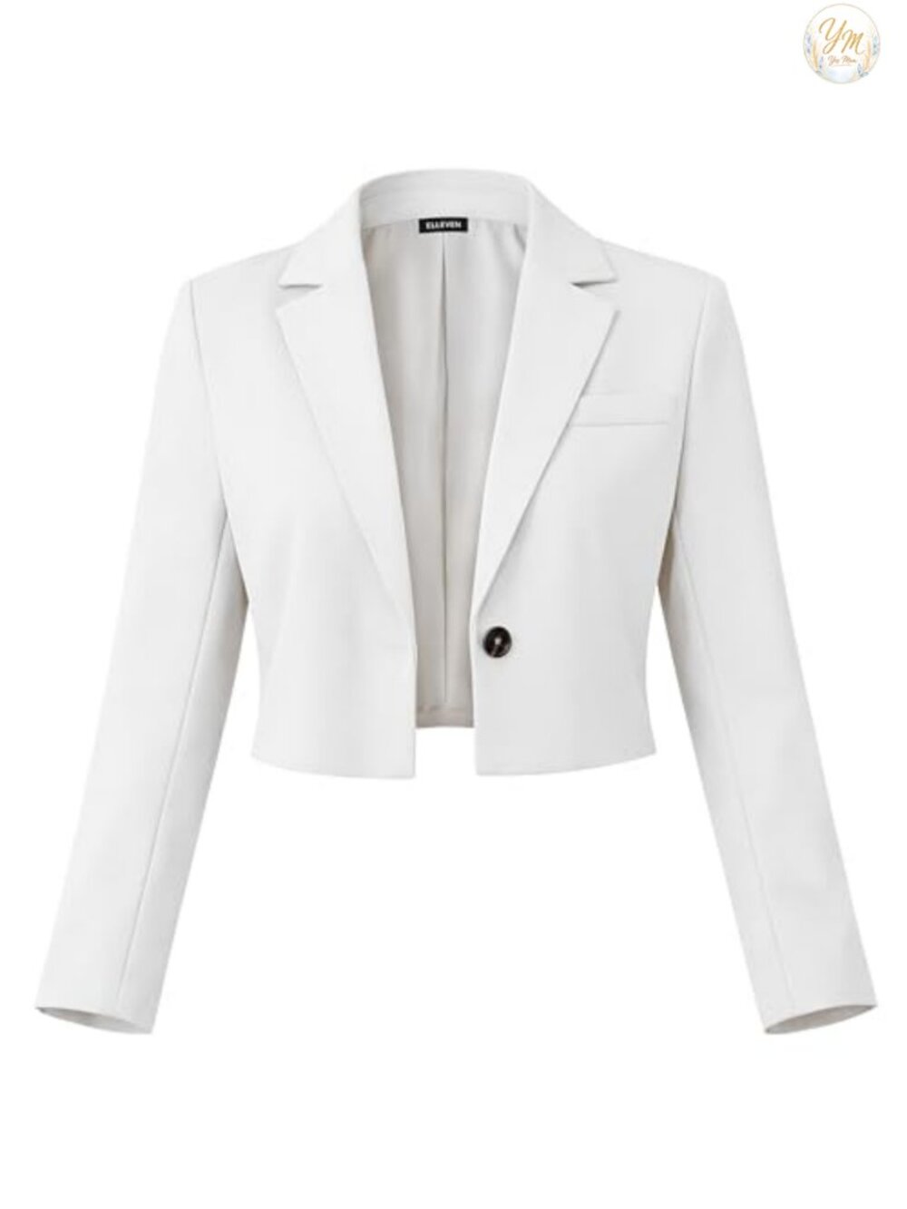 Women's Cropped Blazer Business Casual Jacket Long Sleeve Polyester Blend